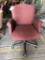 rolling arm chair; red fabric