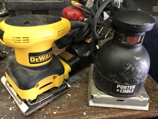 Porter Cable palm sander; DeWalt palm sander; Skil belt sander; Central Pne