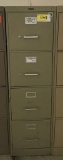 metal 4-drawer letter file cabinet; tan; Andreson Hickey; measures 15