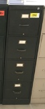 metal 4-drawer letter file cabinet; od green; Shaw Walker; measures 15