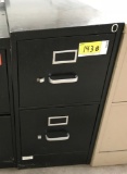 metal 2-drawer letter file cabinet; black; measures 15