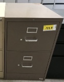 metal 2-drawer legal file cabinet; brown; Hon; measures 18
