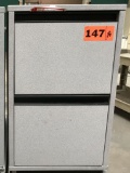 2-drawer letter file cabinet; gray; measures 16