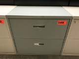 metal 2-drawer lateral file cabinet; gray; measures 30