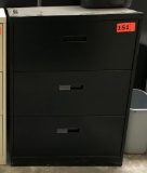 metal 3-drawer lateral file cabinet; black; measures 30