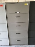 metal 5-drawer lateral file cabinet; gray; measures 30
