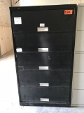 metal 5-drawer lateral file cabinet; black; measures 36