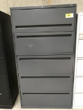 metal 5-drawer lateral file cabinet; dark gray; measures 36