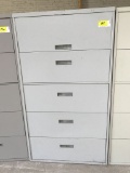 metal 5-drawer lateral file cabinet; gray; measures 36