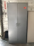 metal storage cabinet; gray; measures 36