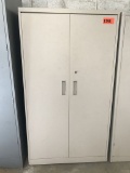 metal storage cabinet; beige; measures 36