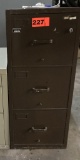 3-drawer letter fire file; brown; measures 18