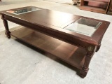 coffee table with glass inserts; is 50