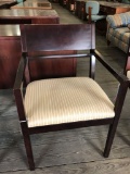 reception chair with wood; stripe fabric