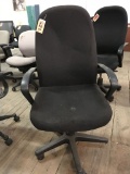 rolling office chair; black fabric