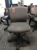 rolling office chair; gray print fabric