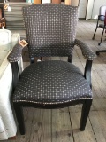 arm chair; print fabric with wood