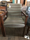 reception chair; stripe fabric with wood