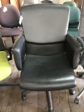 rolling office chair; black leather