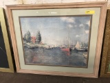 framed art print - Red Boats at Argenteuil by Claude Monet; 40