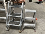 2' aluminum step ladder and 2.5' rolling step ladder