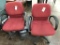 rolling office chair, red fabric, 2pc