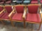 reception chair, red fabric with wood, 9pc