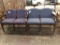 2 reception 2-seat chair, blue fabric with wood and purple fabric with wood