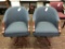 rolling conference chair, blue fabric with wood, 2pc