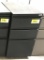 metal file cabinet with 1 letter file drawer and 2 utility drawers, black, measures 14.5