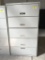 metal 5-drawer lateral file cabinet, beige, measures 36