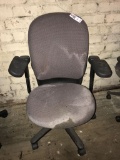 rolling office chair, gray print fabric