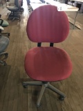 rolling office chair, red fabric