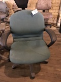 rolling office chair, green fabric