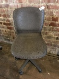 rolling office chair, gray/black print fabric