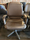 rolling office chair, brown leather