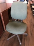 rolling office chair, green fabric