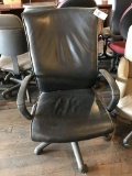 rolling office chair, black leather