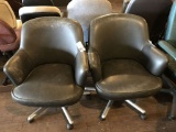 rolling conference chair, black leather, 2pc