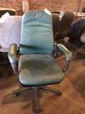 rolling office chair, green leather