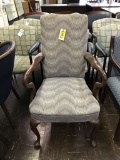 arm chair, print fabric with wood