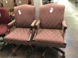 arm chair, print fabric with wood, 2pc