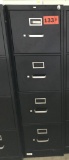 metal 4-drawer letter file cabinet, black, Hon, measures 15