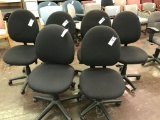 rolling office chair, black fabric, 6pc