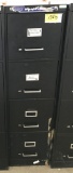 metal 4-drawer letter file cabinet, black, measures 15