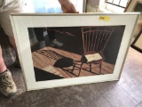framed art print - wooden chair photo, 37