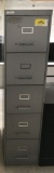 metal 5-drawer letter file cabinet, gray, measures 15