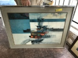 framed art print - abstract ship, 41.5