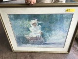 framed art print - victorian girl with doll in stroller by R. Tolan, 37