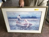framed art print - victorian couple in boat by R. Tolan, 39.5